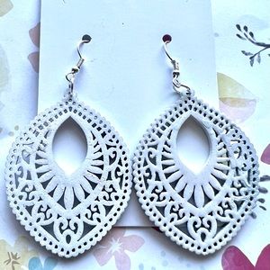 White wood earrings